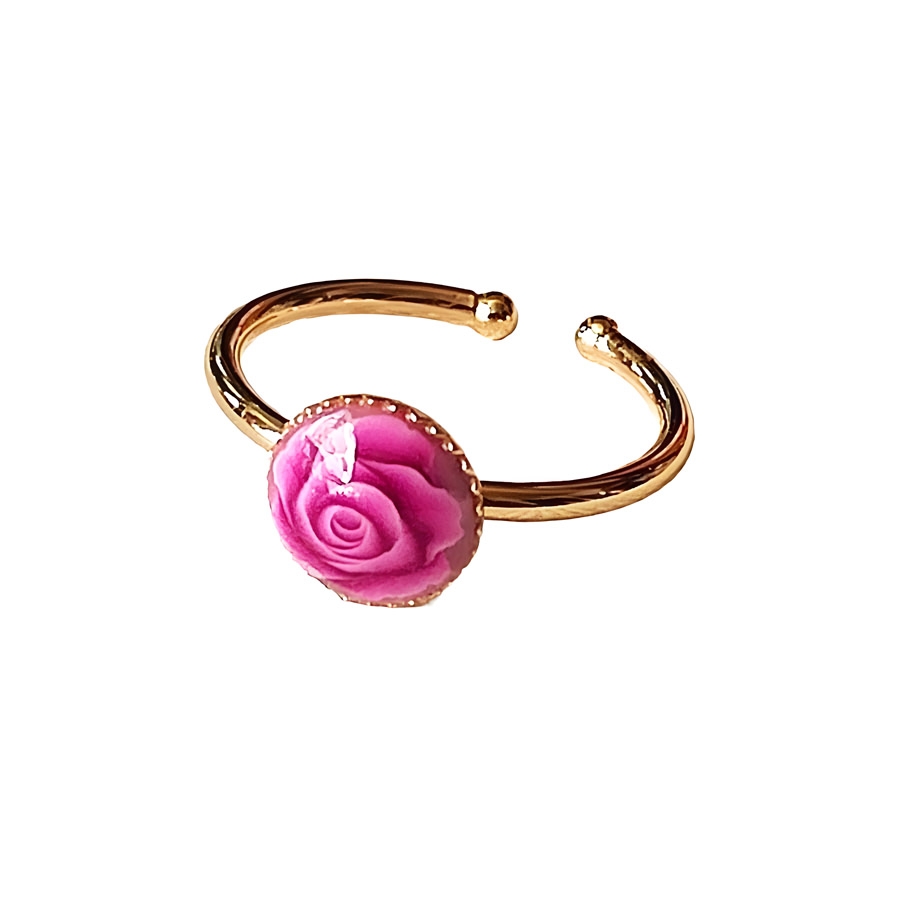 Bague florale, bohème en laiton or 24K, bijoux fleurs rose rose, nature, fait main, Joanna Calla
