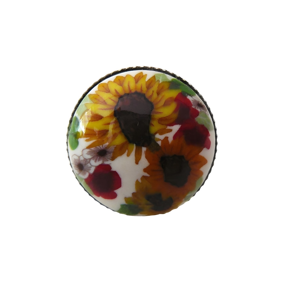 Adjustable ring yellow sunflower, handmade, floral jewelry, unique piece, Joanna Calla