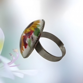 Bague réglable tournesol jaune, bijoux floraux fait main, pièce unique, Joanna Calla
