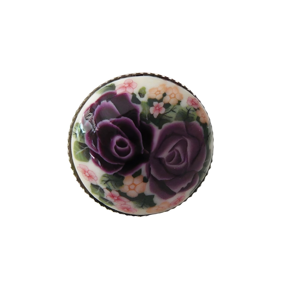 Adjustable ring purple roses, handmade floral jewelry, unique piece, Joanna Calla