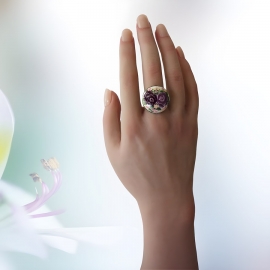 Bague bohème roses mauves