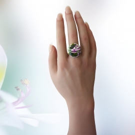Bohemian purple pansy ring