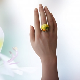 Bohemian yellow flower ring