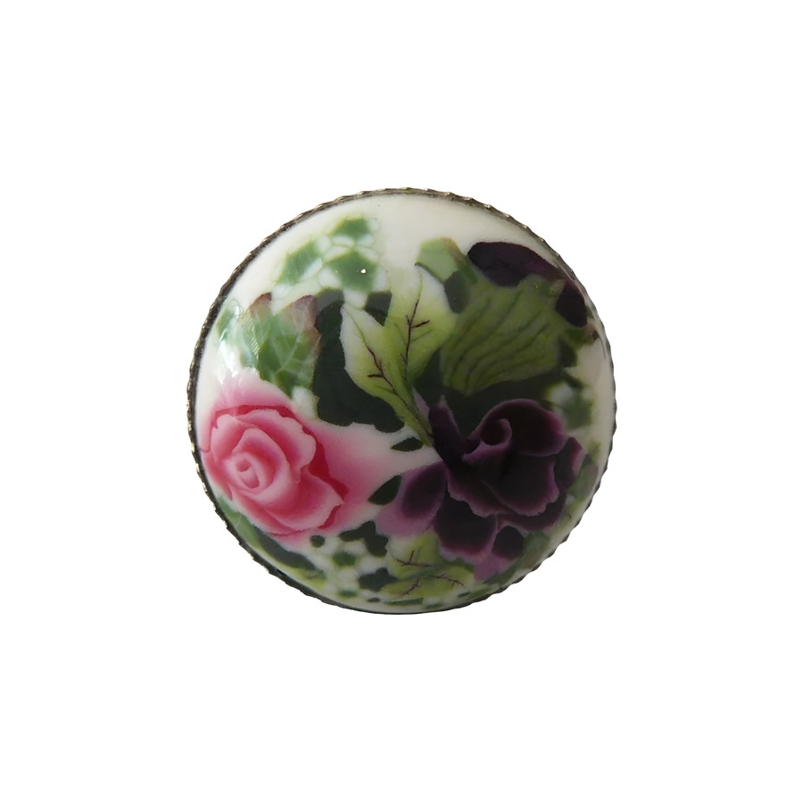 Adjustable ring two roses, handmade floral jewelry, unique piece, Joanna Calla