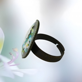 Adjustable bohemian ring white flower, handmade floral jewelry, unique piece, Joanna Calla