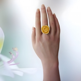 Bohemian yellow rose flower ring
