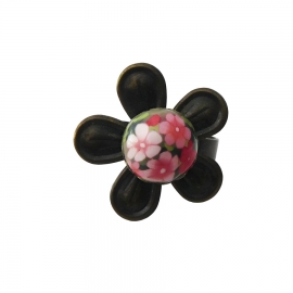 Bague bohème réglable fleurs roses, bijoux floraux fait main, pièce unique, Joanna Calla