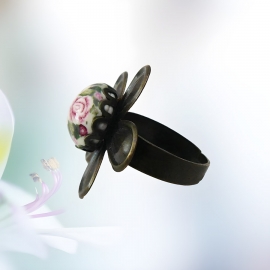Bague bohème réglable trois roses, bijoux floraux fait main, pièce unique, Joanna Calla