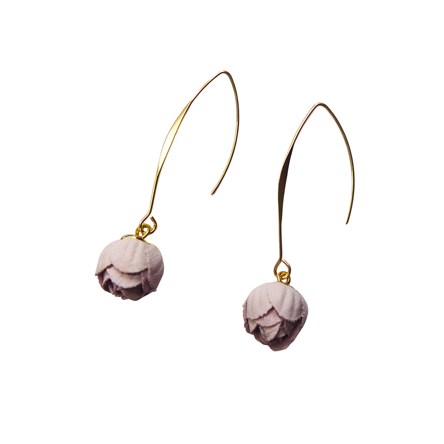 Boucles d'oreilles florales, en laiton or 24k, pendantes, bijoux fleurs pivoine rose, nature, fait main, Joanna Calla