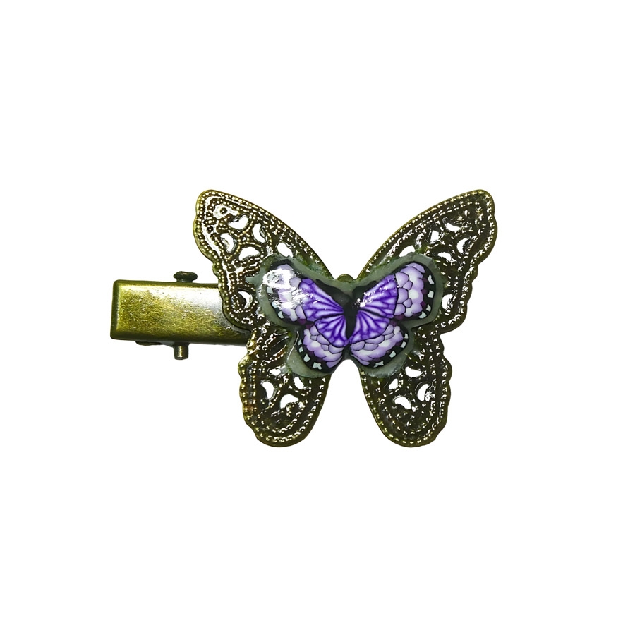 Croc clip purple butterfly pin, handmade, Joanna Calla