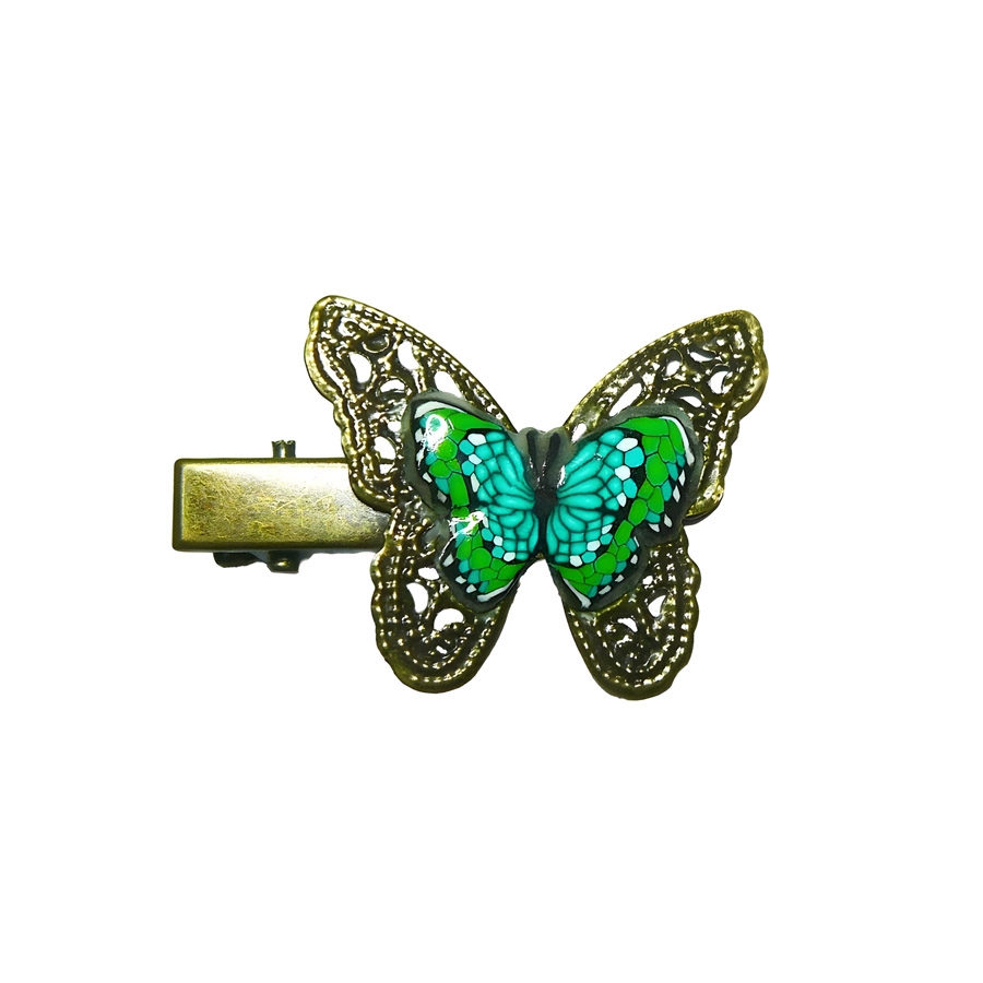 Croc clip green butterfly pin, handmade, Joanna Calla