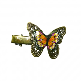 Croc clip orange butterfly pin, handmade, Joanna Calla