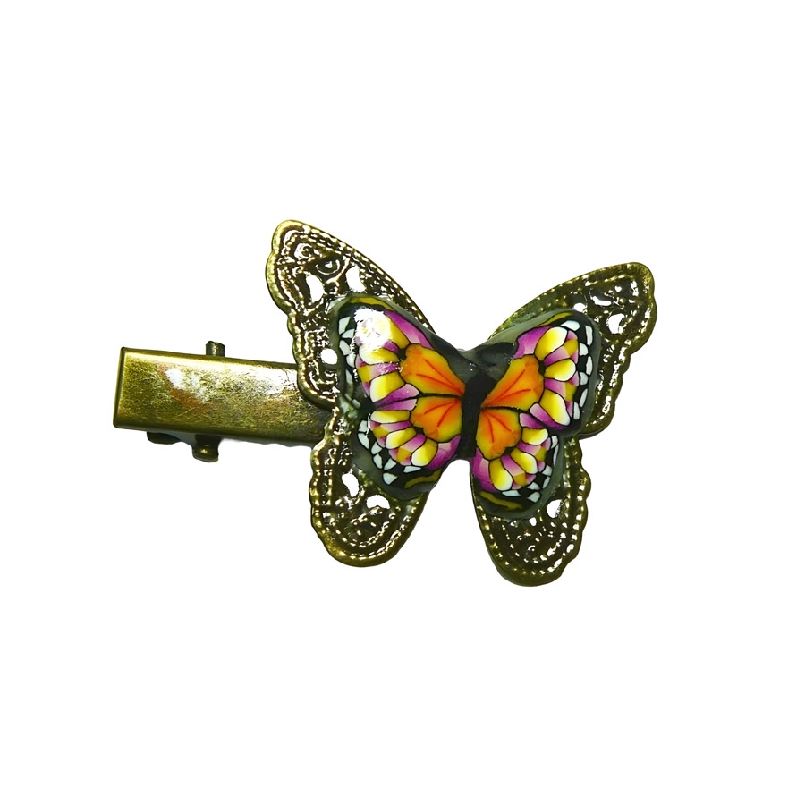 Croc clip orange butterfly pin, handmade, Joanna Calla