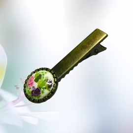 Crocodile clip round pin two roses