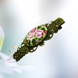 Crocodile clip retro pin three roses