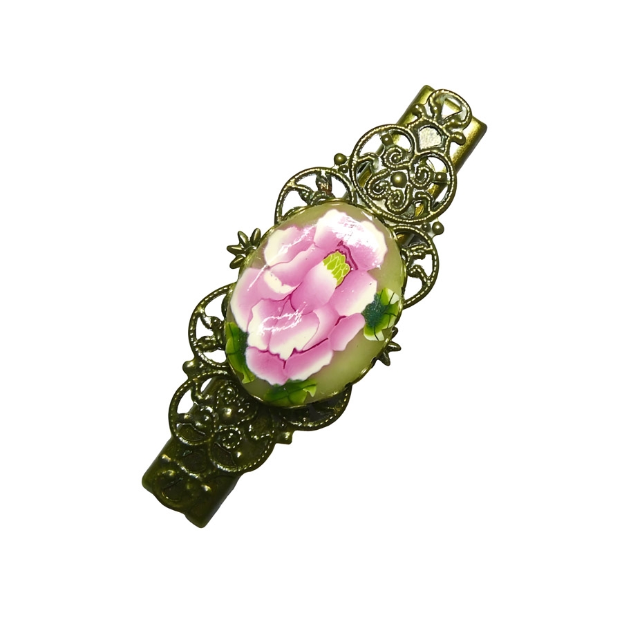 Crocodile clip retro pink rose, handmade, Joanna Calla