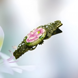 Pince croco épingle rétro rose
