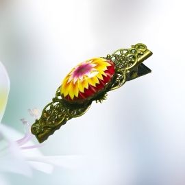 Crocodile clip retro yellow dahlia