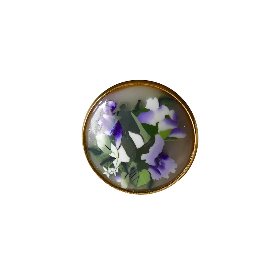 Floral ring, in gold-plated stainless steel, purple flowers, floral jewelry, handmade, unique piece, Joanna Calla