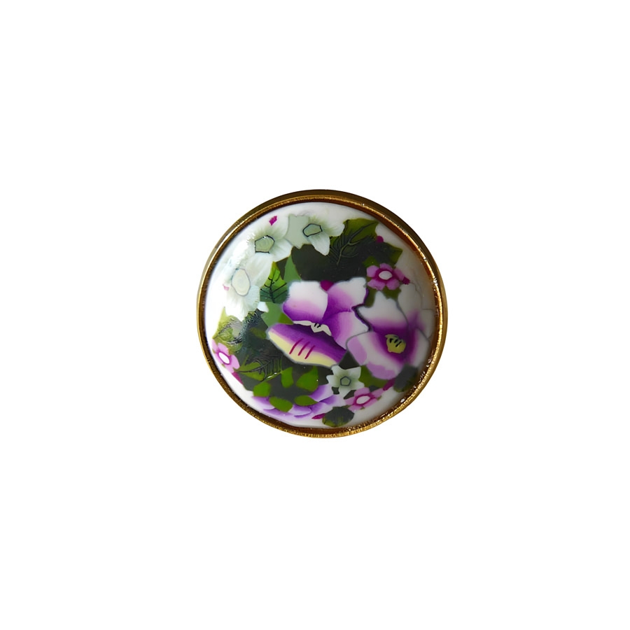 Bague fleurs en acier inoxydable or, pensées mauves, bijoux floraux, réglable, pour femmes, fait main, Joanna Calla