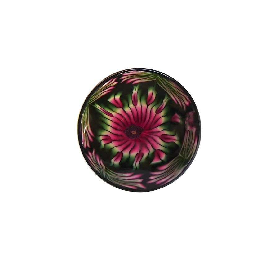 Bohemian round ring, pink black mandala, floral jewelry, handmade, unique piece, Joanna Calla