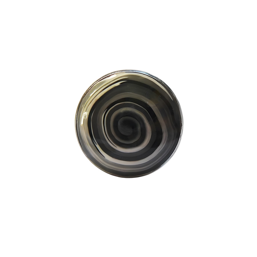 Bohemian ring, in silver stainless steel, black spiral, floral jewelry, handmade, unique piece, Joanna Calla