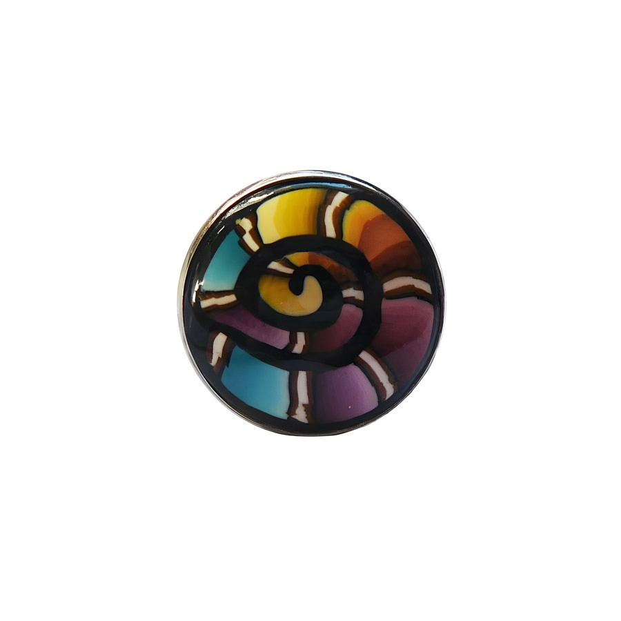 Bague bohème en acier inoxydable argent, spirale bleu mauve, réglable, bijoux floraux, pour femmes, fait main, Joanna Calla
