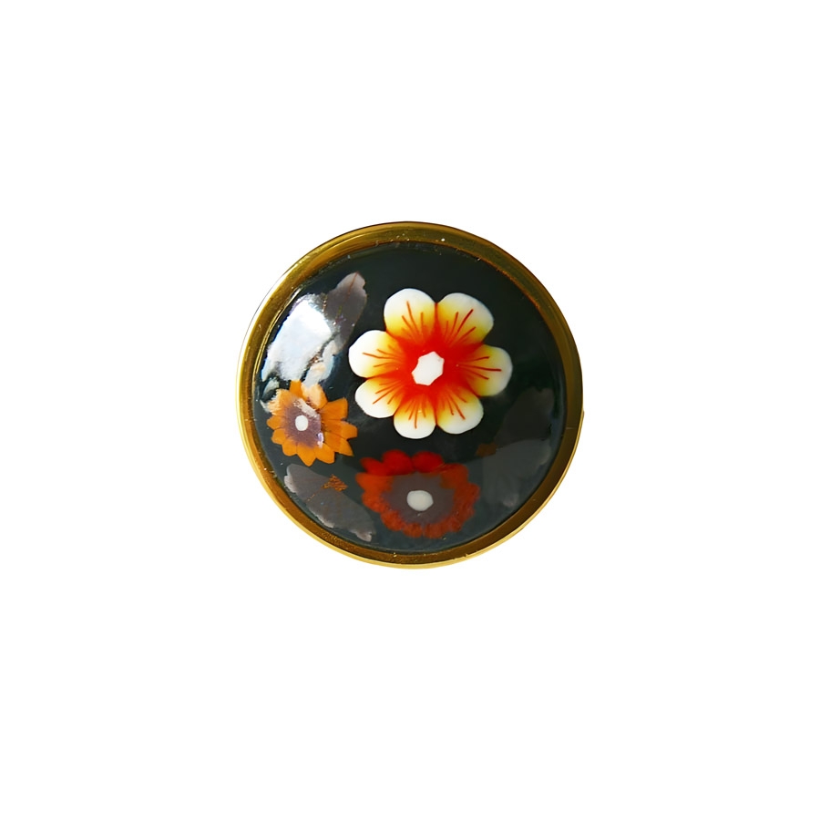 Bague florale bohème réglable en acier inoxydable or, bijoux fleurs marron, bijoux floraux, Joanna Calla