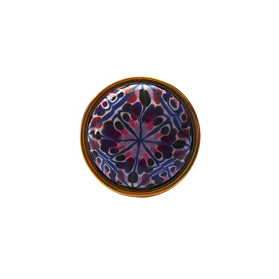 Bague bohème en acier inoxydable or, mandala violet, réglable, bijoux floraux, pour femmes, fait main, Joanna Calla
