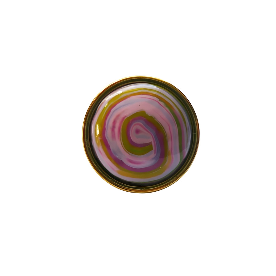 Bohemian ring, in golden stainless steel, purple spiral, handmade, unique piece, Joanna Calla