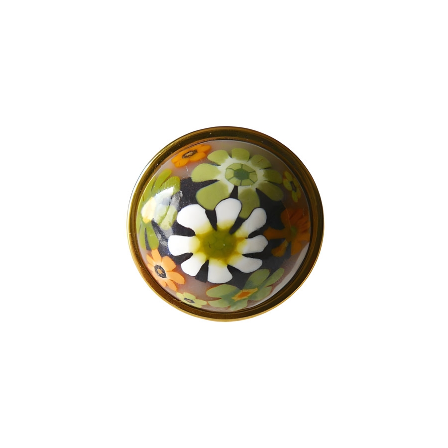 Bague florale bohème réglable en acier inoxydable or, bijoux fleurs vertes, bijoux floraux, Joanna Calla