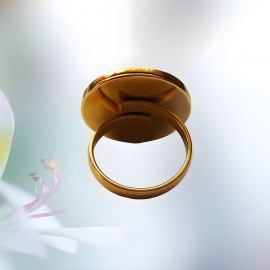 Bague florale bohème réglable en acier inoxydable or, bijoux fleurs vertes, bijoux floraux, Joanna Calla