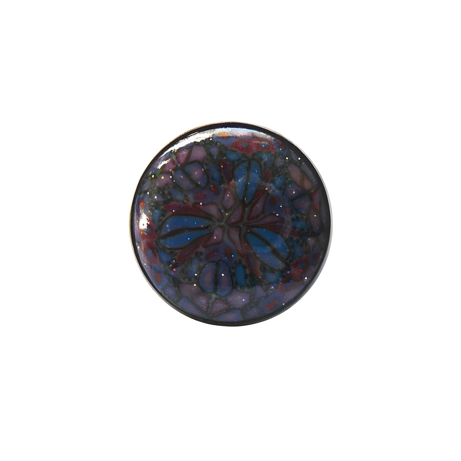 Bohemian round ring, purple blue mandala, handmade, unique piece, Joanna Calla