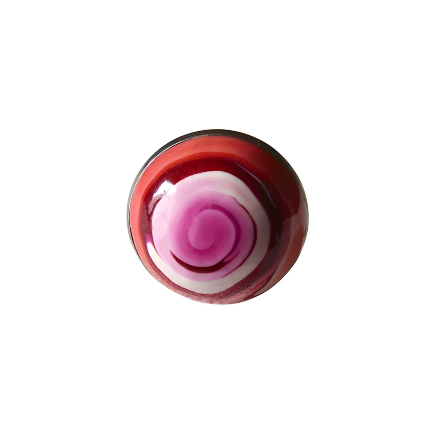 Bague bohème en acier inoxydable argent, spirale rouge, réglable, pour femmes, fait main, Joanna Calla