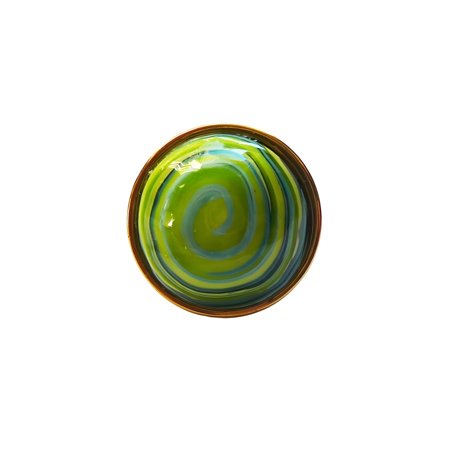Bohemian ring, in golden stainless steel, green spiral, handmade, unique piece, Joanna Calla