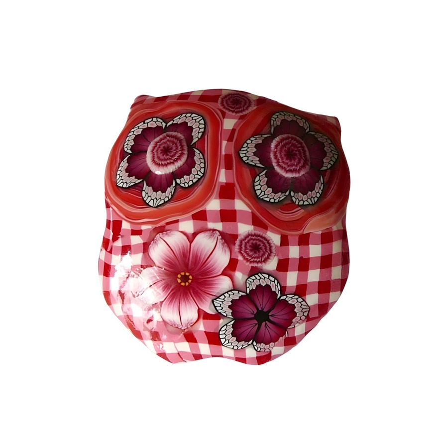 Broche florale bohème hibou, chouette, bijoux fleurs rouges, fait main, bijoux floraux, nature, Joanna Calla