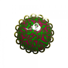 Broche ronde rétro rose vert, fait main, Joanna Calla