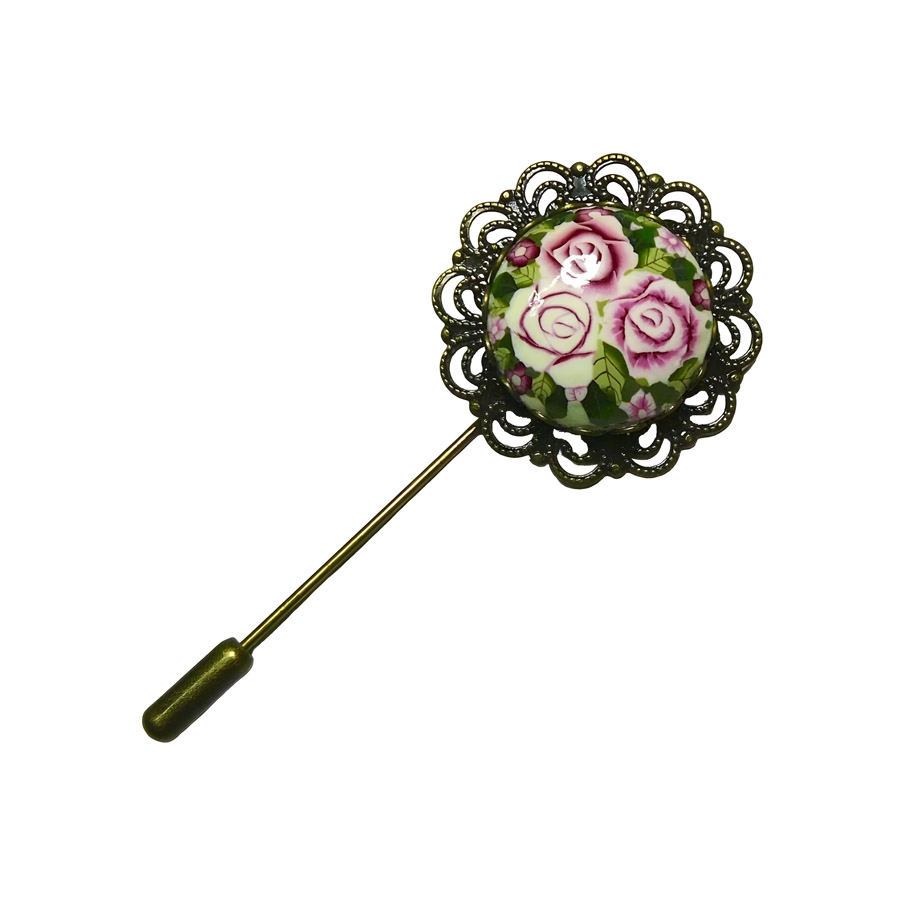 Broche fibule rétro trois roses, fait main, Joanna Calla