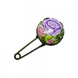 Broche épingle rétro rose mauve, fait main, Joanna Calla