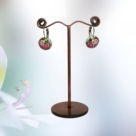 Small leverback earrings three roses