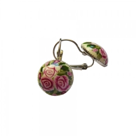 Small leverback earrings three roses, handmade, Joanna Calla