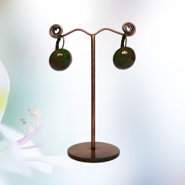 Leverback earrings pink green