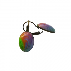Leverback earrings green orange spiral, handmade, Joanna Calla