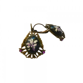 Boucles d'oreilles dormeuses ovales fleurs liberty, fait main, Joanna Calla
