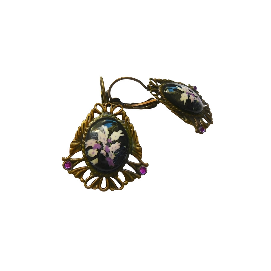 Retro ovale leverback earrings liberty flower, handmade, Joanna Calla