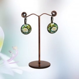 Leverback earrings white flower