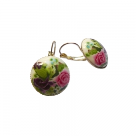 Leverback earrings two roses, handmade, Joanna Calla