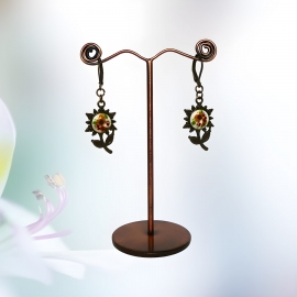 Boucles d'oreilles pendantes tournesol jaune