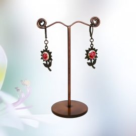 Pendant earrings red rose