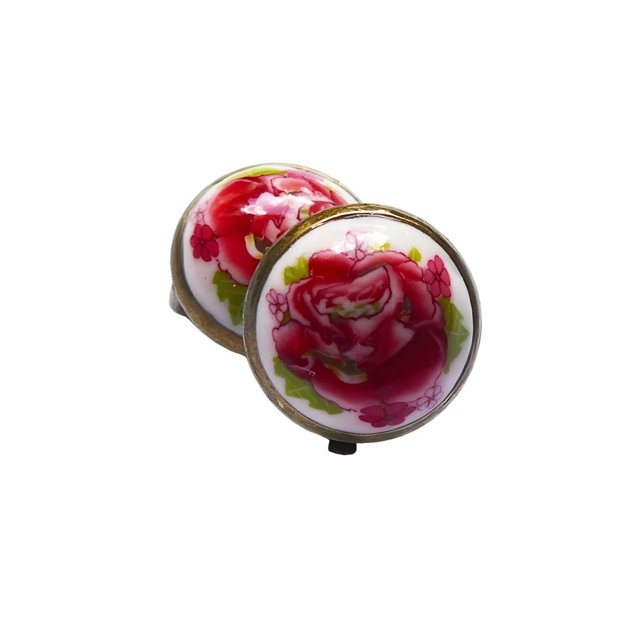 Boucles d'oreilles clips puces rose rouge, fait main, Joanna Calla